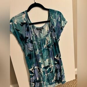 Apt. 9 Blue Green Graphic Blouse